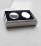 Large Silver Mirror Stud Earrings - Image 2