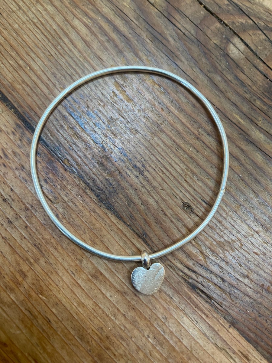 Silver Bangle with Heart (729)