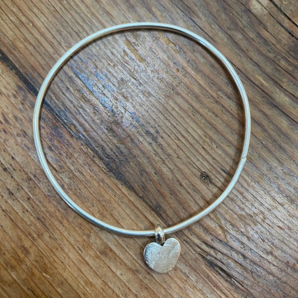 Silver Bangle with Heart (729)