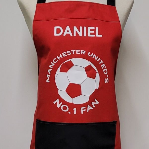 Manchester United - No.1 fan. Medium cotton apron with pocket 