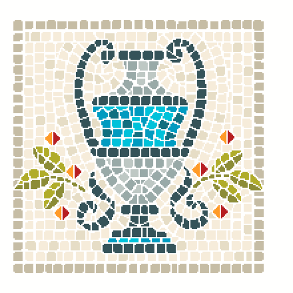 329 - Mosaic Vase Cross Stitch Pattern: Ancient Roman Amphora (PDF Counted Chart