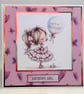 Girl with balloon birthday card