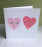 Two Hearts - screenprinted card & blank inside - Image 1