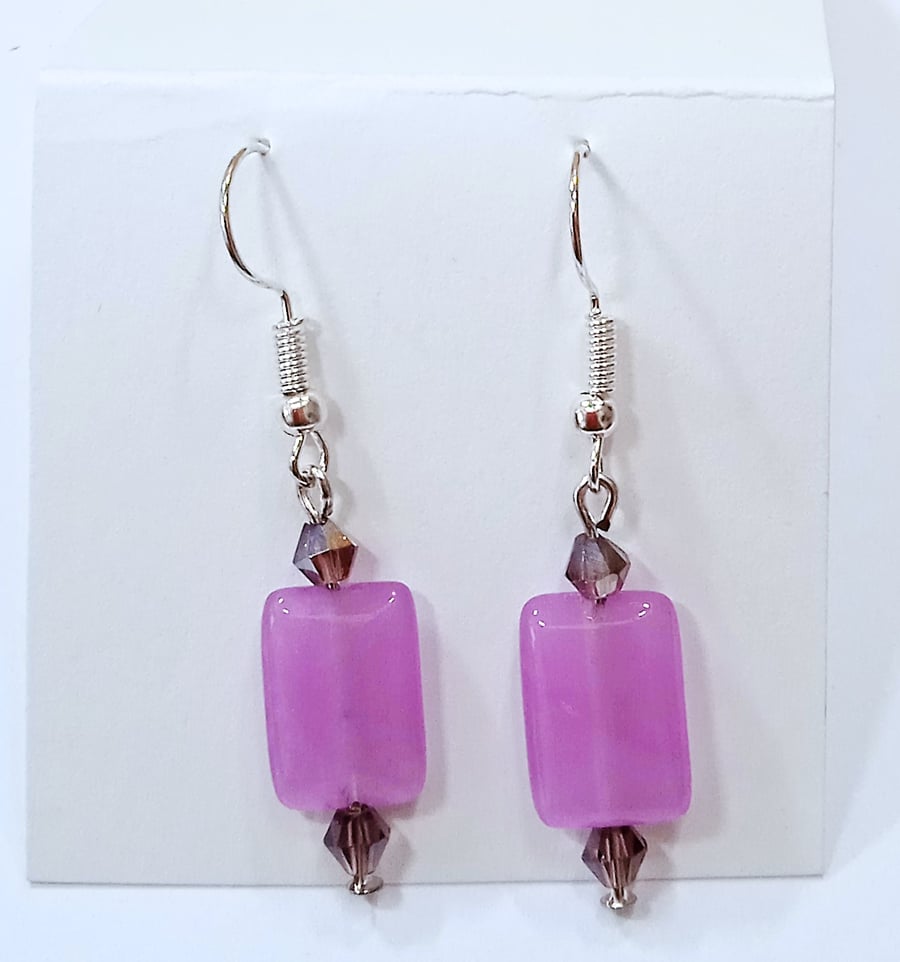 Purple Jade Gemstone Earrings - UK Free Post