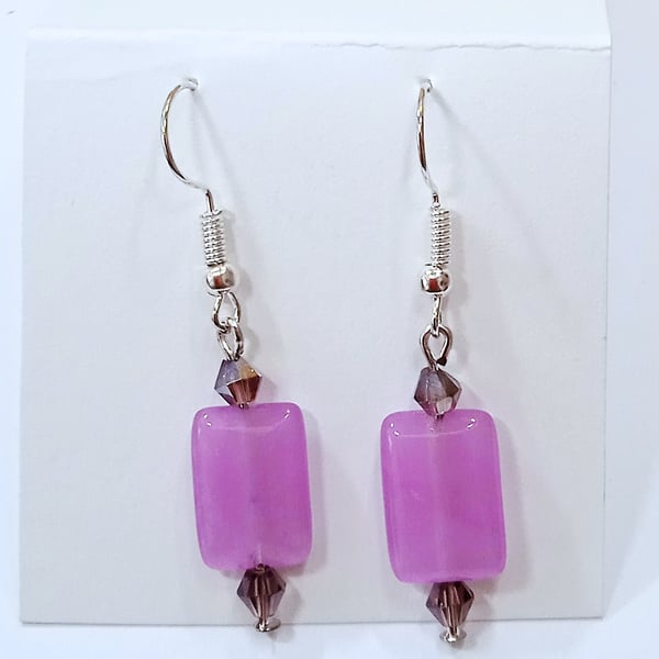 Purple Jade Gemstone Earrings - UK Free Post