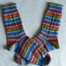 Hand-cranked Knitted Ribbed Wool Socks Size 6 to 7 Sparkly