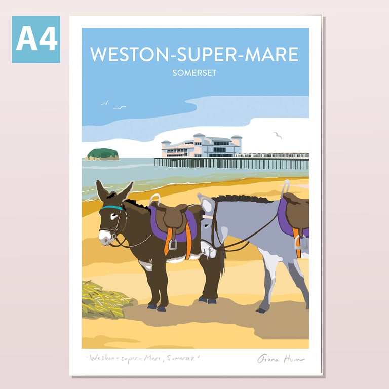 Weston-super-Mare retro style travel poster A4