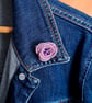 Crocheted cotton small flower brooch with beads - lilac