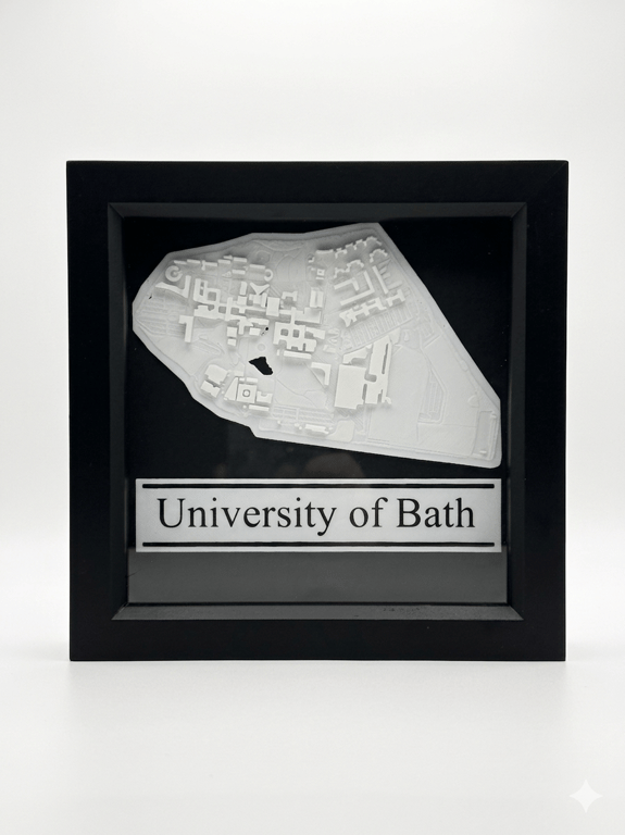 University of Bath 3D Printed Campus Map, Framed Wall Art Shadow Box