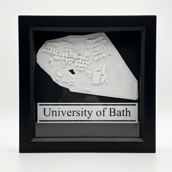University of Bath 3D Printed Campus Map, Framed Wall Art Shadow Box
