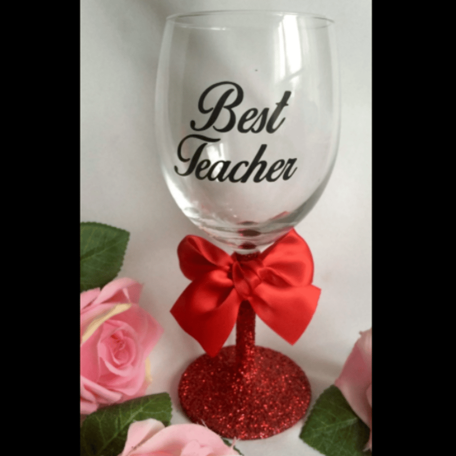 Teacher Glitter wine glass, Teacher gift, Teacher Glitter Wine Glass, Teacher th