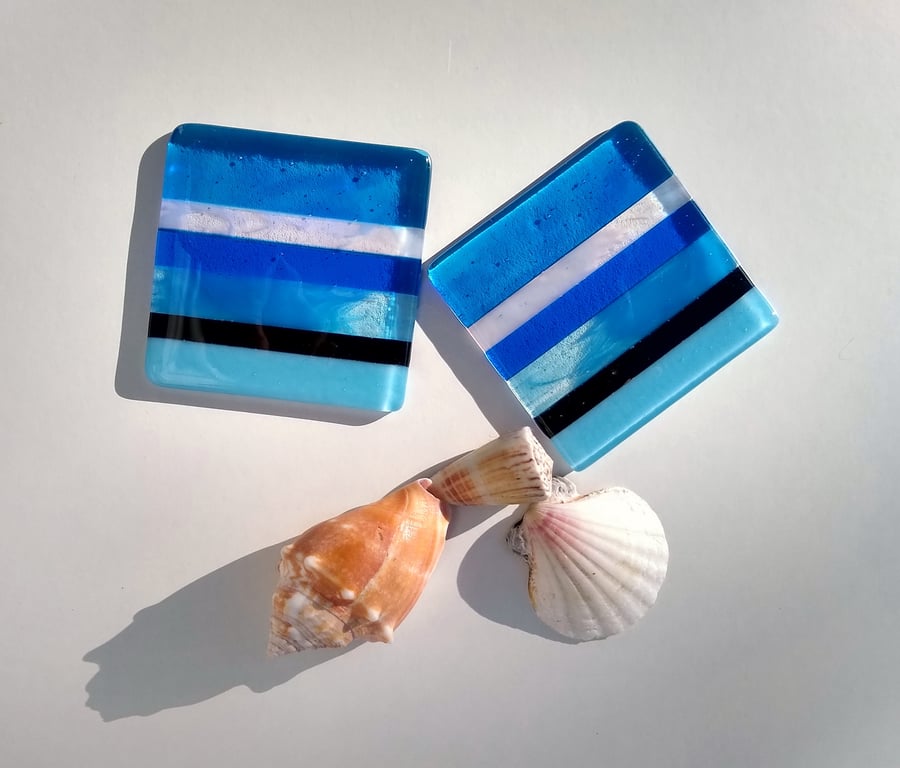 By-the-Sea fused glass coasters