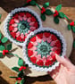 Christmas coaster set, Christmas decor, Christmas mug rug, Red theme coaster - Image 3