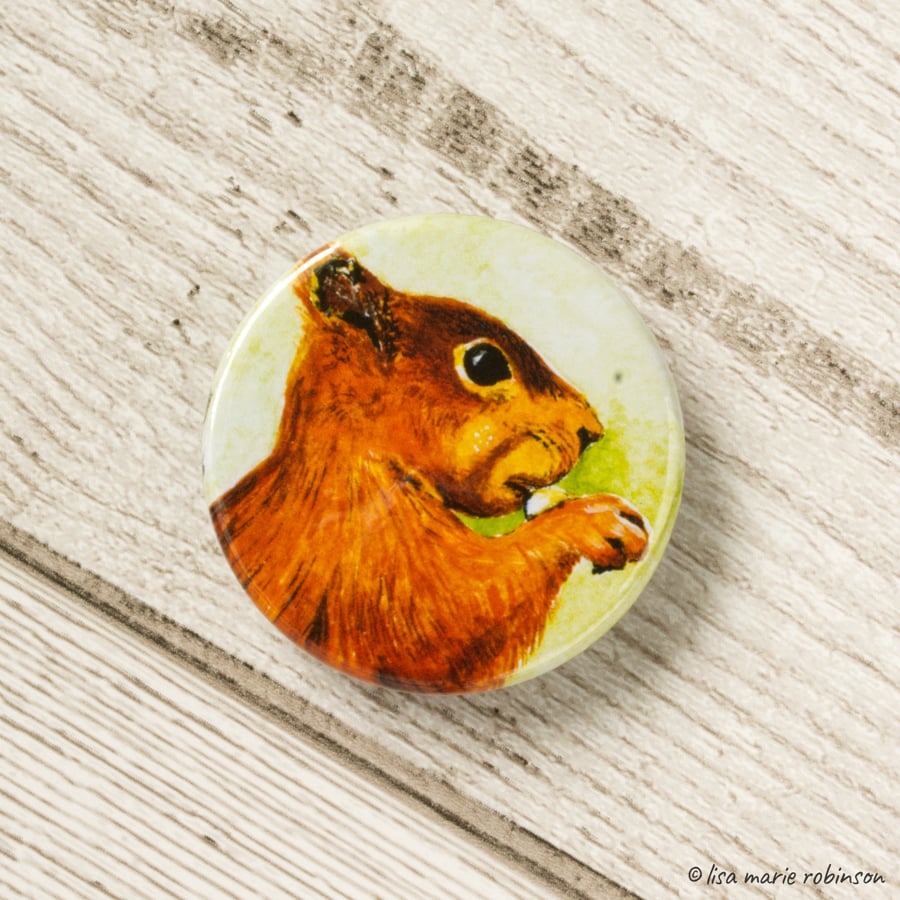 Red Squirrel Button Badge - 38mm