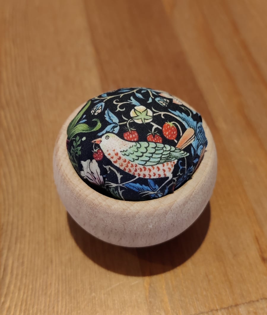 William Morris pincushion wooden base 