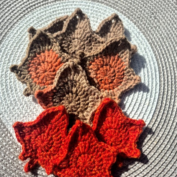 Crochet maple leaves