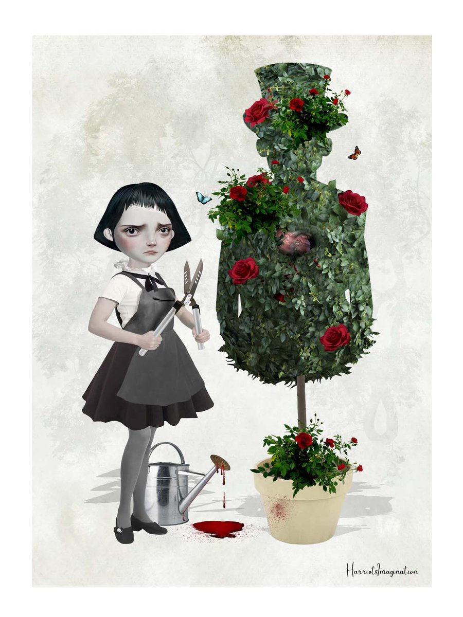 Creepy Cute Topiary Art Print, Gothic Home Decor