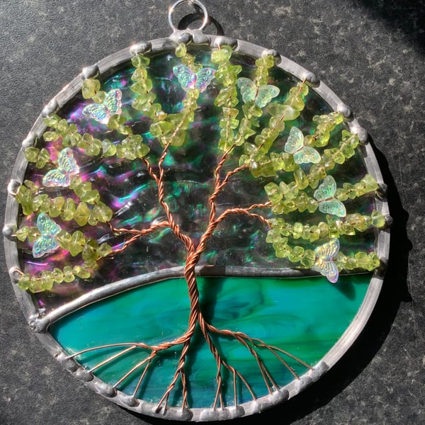Peridot tree of life suncatcher