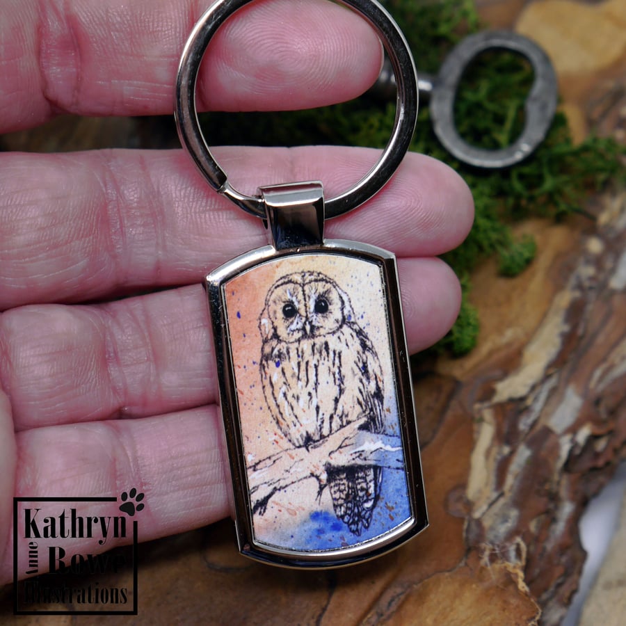 Tawny Owl, Owl, Owl Lovers, Bird, Raptor, Owl Keyring, Keyring, Ornithology,