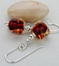  Amber Lampwork Glass Bead Earrings - Sterling Silver - Image 5