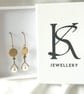 Earrings Brass Disc with Swarovski Pearl, Vintage Style  - Image 3