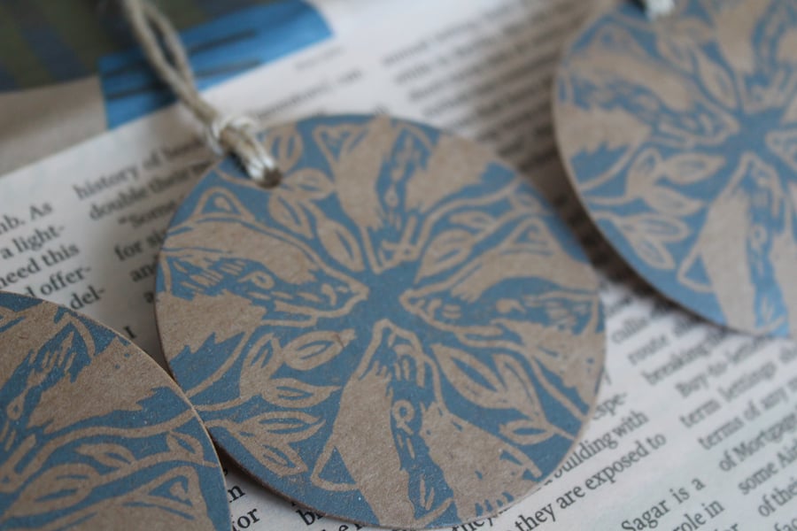 hand printed Badger Gift Tags