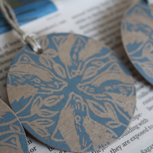 hand printed Badger Gift Tags