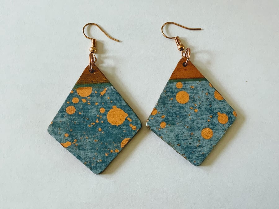 Geometric wood earrings