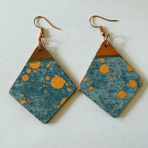 Geometric wood earrings