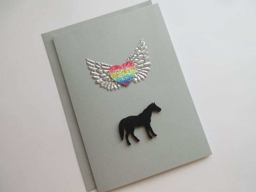 Horse Pony Pet Loss Sympathy Condolences Greetings Card Rainbow Bridge