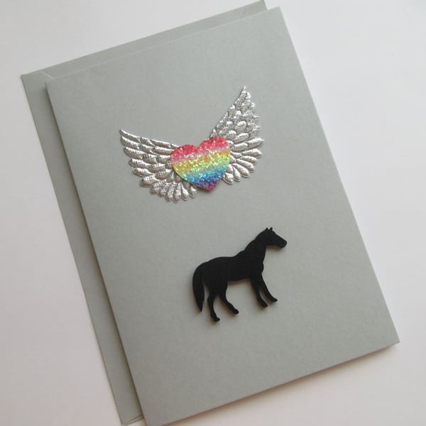 Horse Pony Pet Loss Sympathy Condolences Greetings Card Rainbow Bridge