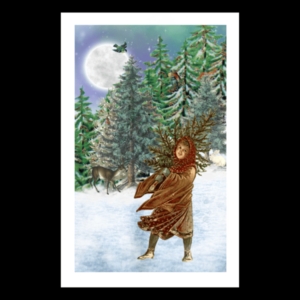 Birthday Card Winter Wood Personalisable Seeded Card Option Wiccan Fantasy
