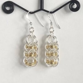 Two Tone Sterling Silver Earrings 