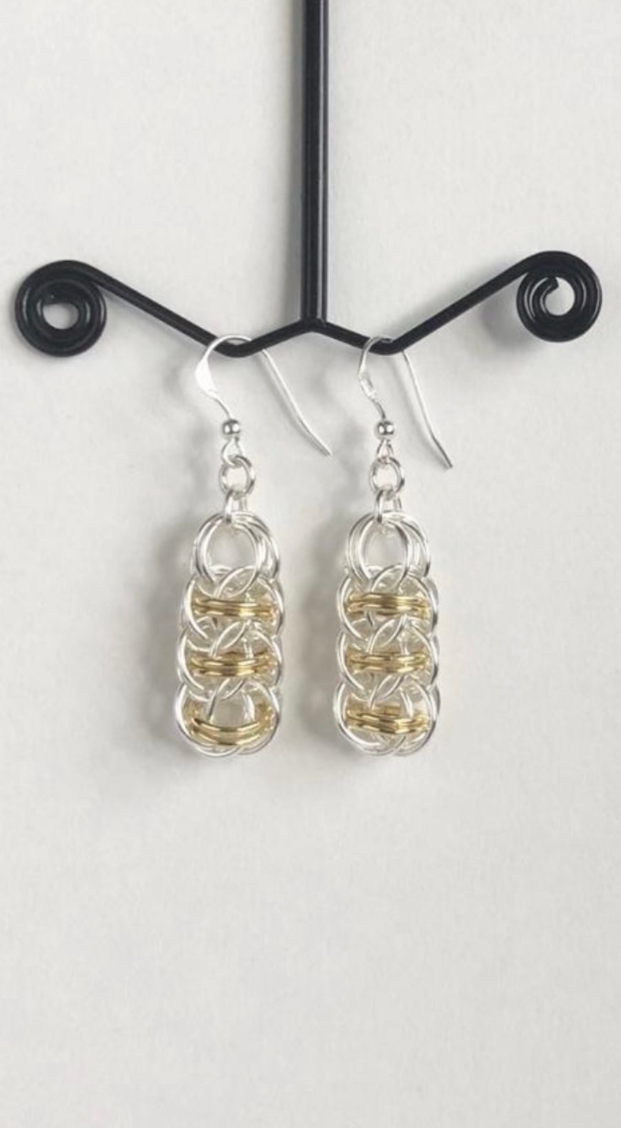 Two Tone Sterling Silver Earrings 