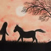 Horse Card: Horse Art Card, Horse Girl Card, Horse Moon, Horse Silhouette Card