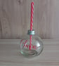 Glass Drinking Bauble With Straw "Cheers!" Christmas Drinks Cup Unique Drinkware