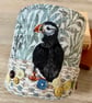 Textile storage pot with hand embroidered puffin - Image 3