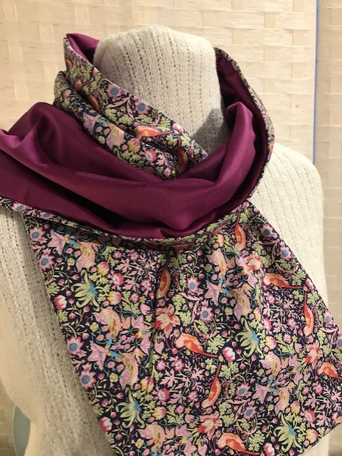 Liberty of London Print Long Scarf.Cotton Tana Lawn and Velvet  