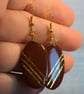 Oval Earrings with Gold Stripes - Image 6