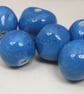6 Medium Cornflower Blue Glazed Clay Beads - Image 2