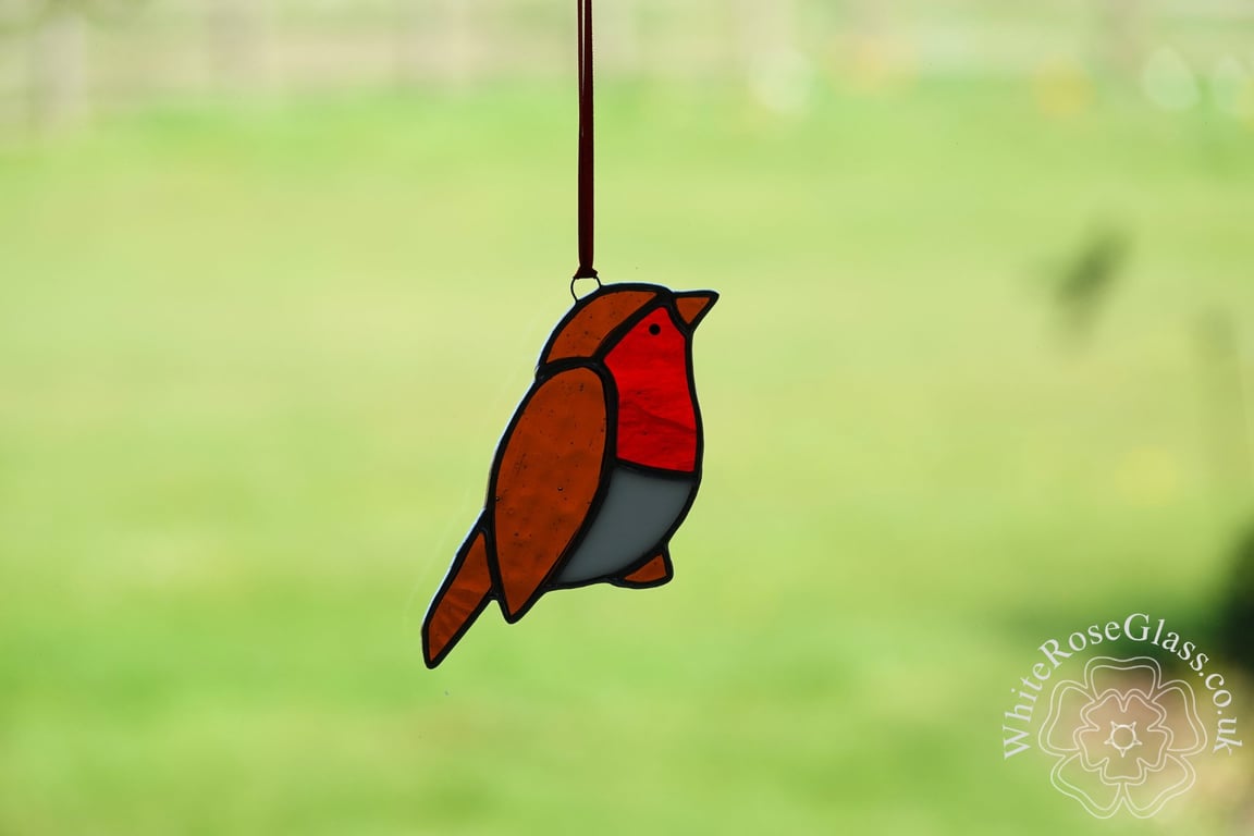 Stained Glass Standing Robin Suncatcher British Birds Ornament