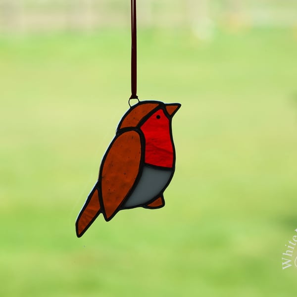 Stained Glass Standing Robin Suncatcher British Birds Ornament