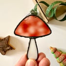 Stained glass mushrooms hanging decoration, Christmas tree decorations