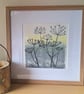 An original linoprint of cow parsley in a winters scene 'Winter's Morning'' - Image 1