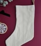 Large Cream Christmas Stocking with Vertical Stripes - Image 2