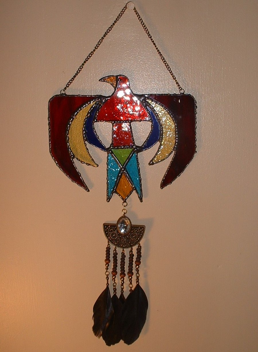 Stained Glass Native American Thunderbird Suncatcher Wall Art