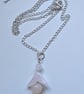 Rose Quartz Angel-Fairy Pendant  925 Sterling Silver Plated with chain - Image 3