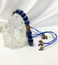 Wooden Beads in Blue with Bronze Bracelet