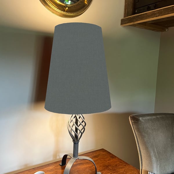 Grey cone lampshade extra tall lampshade, graphite grey cotton cone