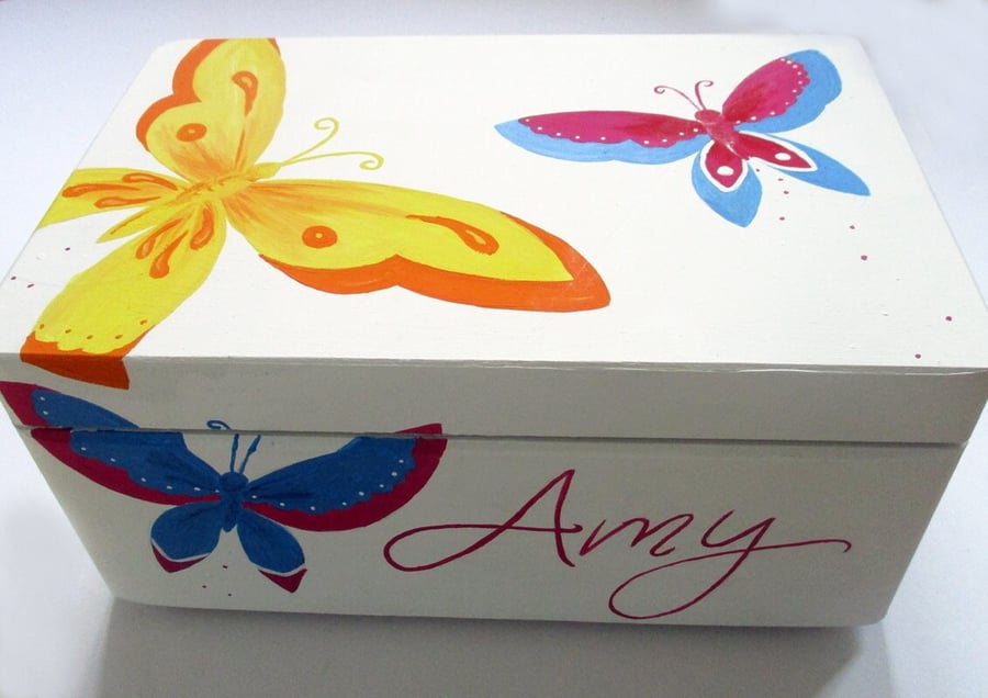 Personalised Butterfly Keepsake Box, Baby Memory Box, Baby Girl Gift